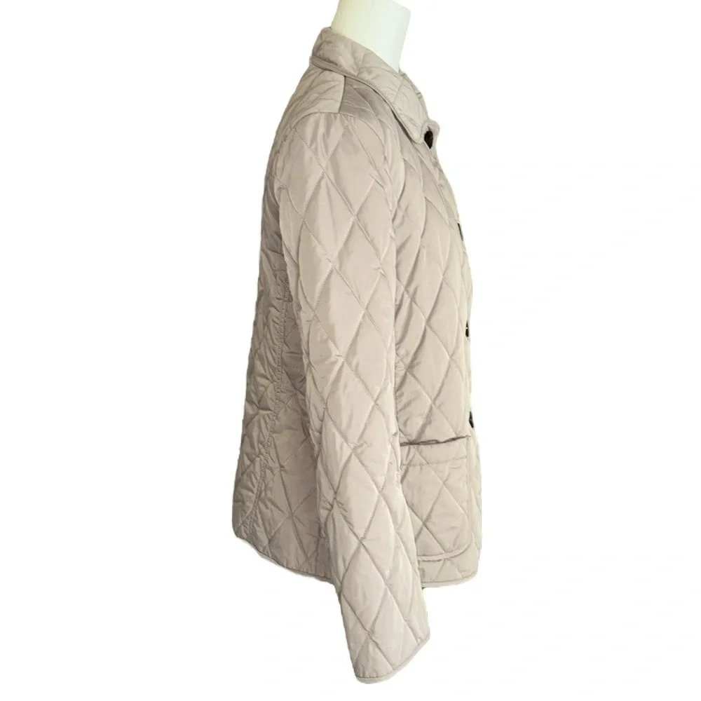 Lafayette 148 New York Beige Khaki Quilted Jacket Coat - M